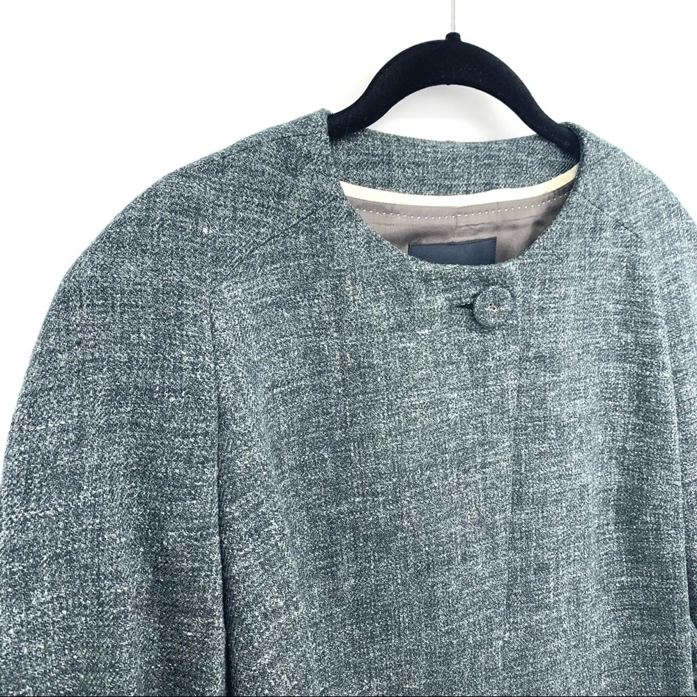 Banana Republic Women’s Gray Wool Hemp Blend Tweed Cropped Swing Jacket Size 14 - Picture 2 of 14